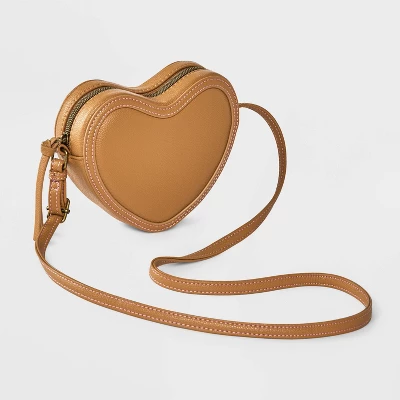 Girls' Heart Shaped Crossbody Bag - Cat & Jack™ Brown 3 Girls' Heart Shaped Crossbody Bag - Cat & Jack™ Brown