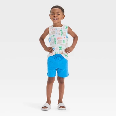 Toddler Boys' Short Sleeve Surf And Sun Tank Top - Cat & Jack™ Cream 4 Toddler Boys' Short Sleeve Surf And Sun Tank Top - Cat & Jack™ Cream - Image 2