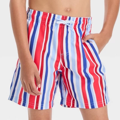 Boys' Multi Striped Swim Shorts - Cat & Jack™ Blue 3 Boys' Multi Striped Swim Shorts - Cat & Jack™ Blue