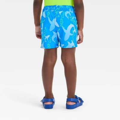 Toddler Boys' Shark And Checker 2pk Value Swim Shorts - Cat & Jack™ Blue/Black 4 Toddler Boys' Shark And Checker 2pk Value Swim Shorts - Cat & Jack™ Blue/Black - Image 2