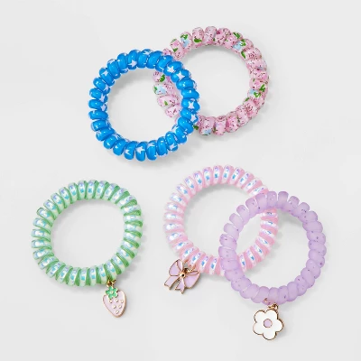 Girls' 5pk Phone Cord With Strawberry And Bow Charms Bracelet Set - Cat & Jack™️: Stretchable, Pull-On, Iron, Acrylic, Zinc Alloy 5 Girls' 5pk Phone Cord With Strawberry And Bow Charms Bracelet Set - Cat & Jack™️: Stretchable, Pull-On, Iron, Acrylic, Zinc Alloy - Image 3