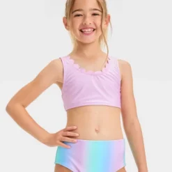 Girls' 'Sea Life' Solid Bikini Set - Cat & Jack™ Light Purple