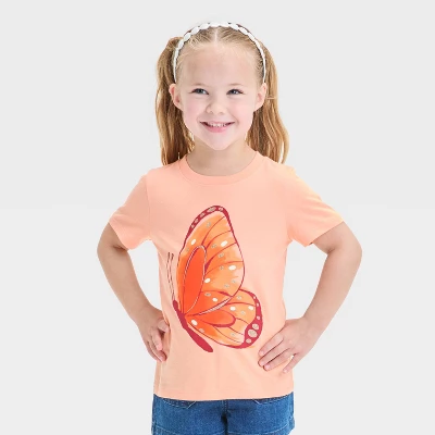Toddler Girls' Butterfly Graphic T-Shirt - Cat & Jack™ Peach Orange 6 Toddler Girls' Butterfly Graphic T-Shirt - Cat & Jack™ Peach Orange - Image 4