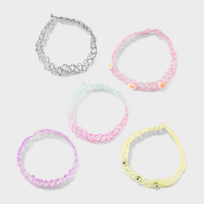 Girls' 5pk Tattoo Choker Necklace Set - Cat & Jack™: Pull-On Closure, 4 Inch Extender, Acrylic Material, 11 Inch Length 3 Girls' 5pk Tattoo Choker Necklace Set - Cat & Jack™: Pull-On Closure, 4 Inch Extender, Acrylic Material, 11 Inch Length