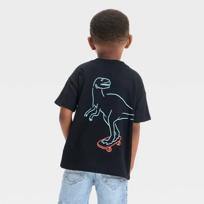 Toddler Boys' Short Sleeve Skateboarding Dino T-Shirt - Cat & Jack™ Black 4 Toddler Boys' Short Sleeve Skateboarding Dino T-Shirt - Cat & Jack™ Black - Image 2