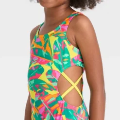 Girls' Paradise Palm Sleeveless One Piece Swimsuit - Cat & Jack™