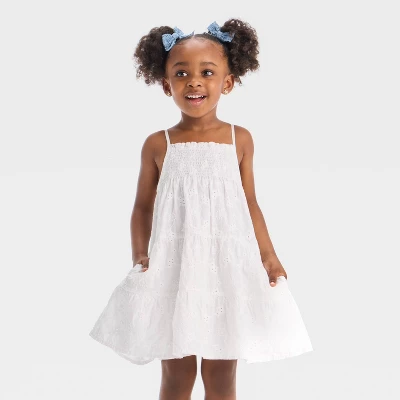 Toddler Girls' Eyelet Embroidered Tank Dress - Cat & Jack™ White 5 Toddler Girls' Eyelet Embroidered Tank Dress - Cat & Jack™ White - Image 3