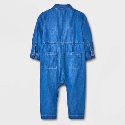 Baby Boys' Denim Coveralls - Cat & Jack™ Medium Wash 3 Baby Boys' Denim Coveralls - Cat & Jack™ Medium Wash