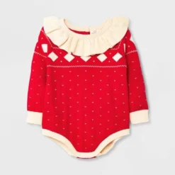 Baby Girls' Fair Isle Sweater Romper - Cat & Jack™ Red -Kid Clothing GUEST 9e8e2e41 553e 45c7 a0e2 1aea6736f3ed