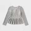 Girls' Adaptive Long Sleeve Henley Peplum Shirt - Cat & Jack™ Heather Gray -Kid Clothing GUEST 9ee6dd16 baca 4745 849d 75946fccf2a7