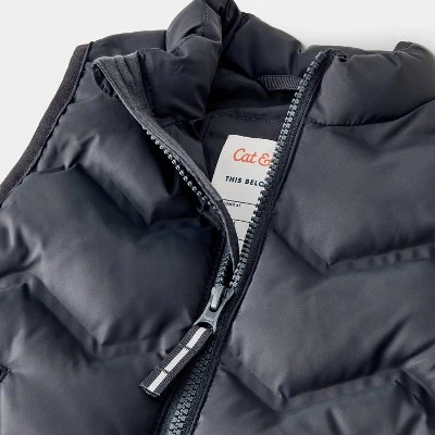 Toddler Solid Quilted Puffer Vest - Cat & Jack™ Charcoal Black 4 Toddler Solid Quilted Puffer Vest - Cat & Jack™ Charcoal Black - Image 2