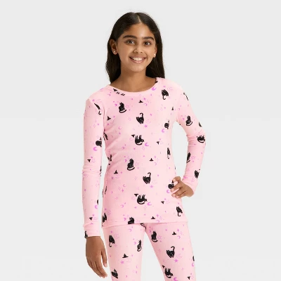 Kids' Long Sleeve Halloween Witch Cats Snuggly Soft Pajama Set - Cat & Jack™ Pink 4 Kids' Long Sleeve Halloween Witch Cats Snuggly Soft Pajama Set - Cat & Jack™ Pink - Image 2