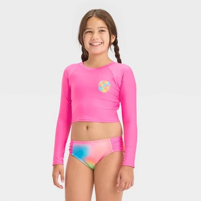 Girls' Rainbow Sparkle Rash Guard Set - Cat & Jack™ Pink 6 Girls' Rainbow Sparkle Rash Guard Set - Cat & Jack™ Pink - Image 4