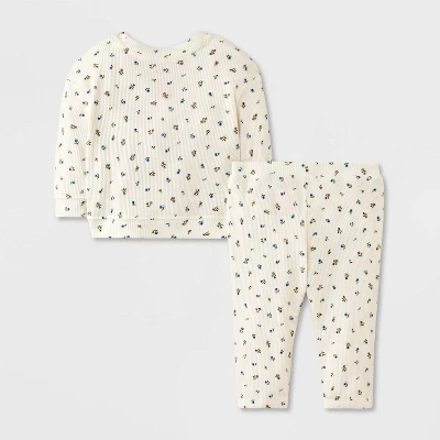 Baby Girls' 2pc Waffle Sweatshirt & Legging Set - Cat & Jack™ 3 Baby Girls' 2pc Waffle Sweatshirt & Legging Set - Cat & Jack™