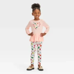 Toddler Girls' Heart Christmas Lights Long Sleeve Top & Leggings Set - Cat & Jack™ Pink -Kid Clothing GUEST a2af60e3 6a75 43a3 8e6f 100b4280c453