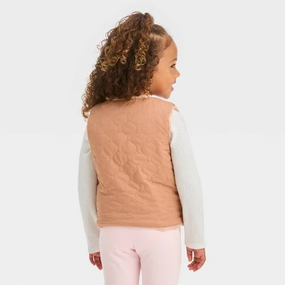 Toddler Girls' Quilted Reversible Jacket - Cat & Jack™ Beige 3 Toddler Girls' Quilted Reversible Jacket - Cat & Jack™ Beige