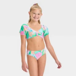 Girls' 'Lovely Luau' Floral Printed Bikini Set - Cat & Jack™ White -Kid Clothing GUEST a343b3a6 1485 4809 9399 3aee93268311