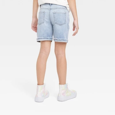 Girls' Cuffed Hem Midi Jean Shorts - Cat & Jack™ 3 Girls' Cuffed Hem Midi Jean Shorts - Cat & Jack™