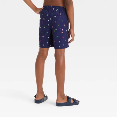 Boys' Shapes Printed Swim Shorts - Cat & Jack™ Blue 4 Boys' Shapes Printed Swim Shorts - Cat & Jack™ Blue - Image 2