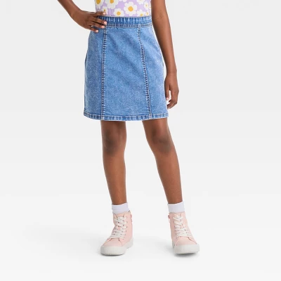 Girls' Seamed Front Jean Skirt - Cat & Jack™ Medium Wash 5 Girls' Seamed Front Jean Skirt - Cat & Jack™ Medium Wash - Image 3