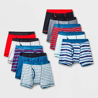 Boys' 10pk Striped Boxer Briefs - Cat & Jack™ Red/Blue 6 Boys' 10pk Striped Boxer Briefs - Cat & Jack™ Red/Blue - Image 4