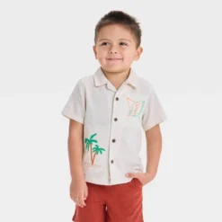 Toddler Boys' Embroidered Tropical T-Shirt - Cat & Jack™ Cream -Kid Clothing GUEST a98fd812 aeb4 48d3 93e7 6d433e126510