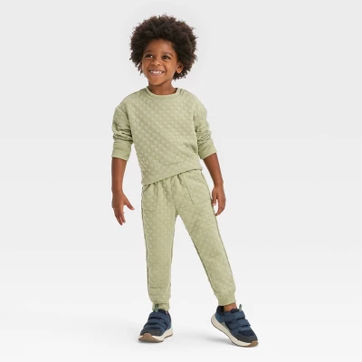 Toddler Boys' Embossed Knit Crew And Jogger Pants Set - Cat & Jack™ Green 4 Toddler Boys' Embossed Knit Crew And Jogger Pants Set - Cat & Jack™ Green - Image 2