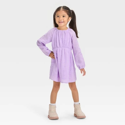 Toddler Girls' Gauze Eyelet Long Sleeve Dress - Cat & Jack™ 4 Toddler Girls' Gauze Eyelet Long Sleeve Dress - Cat & Jack™ - Image 2