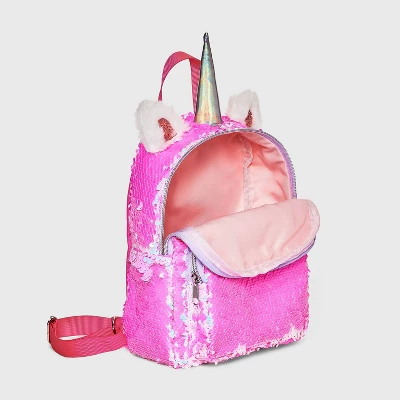 Kids' 7" Unicorn Flip Sequin Mini Backpack - Cat & Jack™ Pink 4 Kids' 7" Unicorn Flip Sequin Mini Backpack - Cat & Jack™ Pink - Image 2