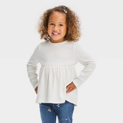 Toddler Girls' Ribbed Shirt - Cat & Jack™ Cream 5 Toddler Girls' Ribbed Shirt - Cat & Jack™ Cream - Image 3