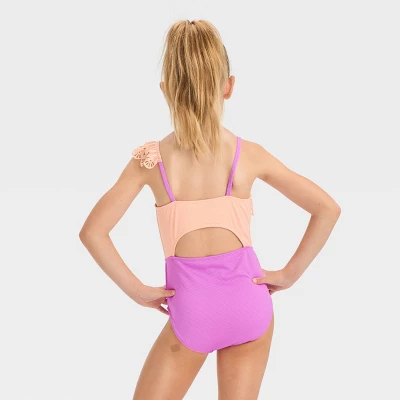 Girls' 'Beach Dreams' Solid One Piece Swimsuit - Cat & Jack™ Pink 4 Girls' 'Beach Dreams' Solid One Piece Swimsuit - Cat & Jack™ Pink - Image 2