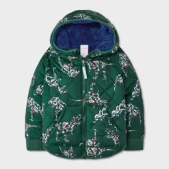 Toddler Boys' Dino Printed Quilted Reversible Puffer Jacket - Cat & Jack™ Dark Green 9 Toddler Boys' Dino Printed Quilted Reversible Puffer Jacket - Cat & Jack™ Dark Green -Kid Clothing GUEST add557f4 7481 430c bdcd b5db70741e49