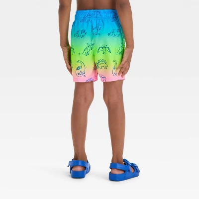 Toddler Boys' Dinosaur Printed Ombre Swim Shorts - Cat & Jack™ 3 Toddler Boys' Dinosaur Printed Ombre Swim Shorts - Cat & Jack™