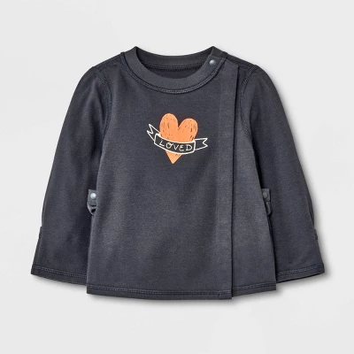 Baby Adaptive Side Snap Long Sleeve T-Shirt - Cat & Jack™ Black 6 Baby Adaptive Side Snap Long Sleeve T-Shirt - Cat & Jack™ Black - Image 4