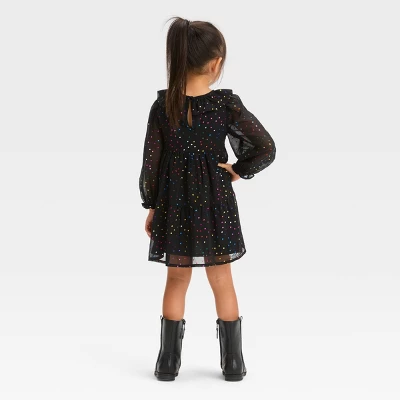 Toddler Girls' Dots Dress - Cat & Jack™ Black 3 Toddler Girls' Dots Dress - Cat & Jack™ Black