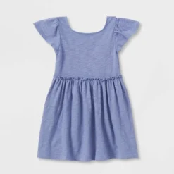 Toddler Girls' Short Sleeve Solid Knit Washed Dress - Cat & Jack™