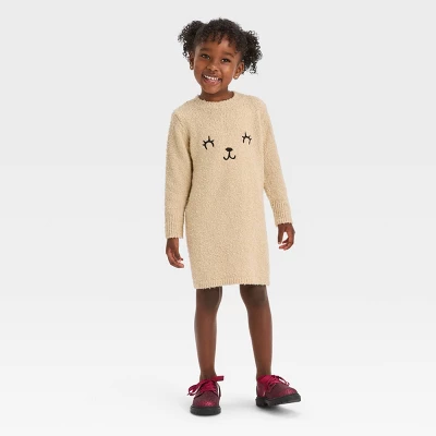 Toddler Girls' Teddy Bear Printed Dress - Cat & Jack™ Beige 5 Toddler Girls' Teddy Bear Printed Dress - Cat & Jack™ Beige - Image 3
