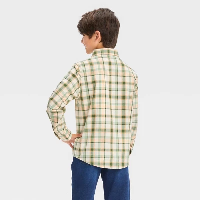 Boys' Long Sleeve Plaid Button-Down Shirt - Cat & Jack™ 3 Boys' Long Sleeve Plaid Button-Down Shirt - Cat & Jack™