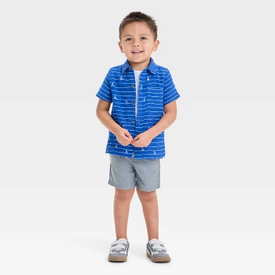 Toddler Boys' Sailboat Printed Gauze Woven Shirt - Cat & Jack™ Blue 4 Toddler Boys' Sailboat Printed Gauze Woven Shirt - Cat & Jack™ Blue - Image 2
