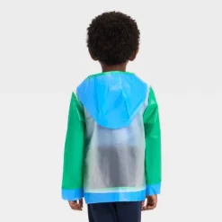 Toddler Boys' Colorblock Clear Rain Jacket - Cat & Jack™ Green/Blue/Orange