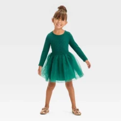 Toddler Girls' Dot Long Sleeve Knit Tulle Dress - Cat & Jack™ Green 6 Toddler Girls' Dot Long Sleeve Knit Tulle Dress - Cat & Jack™ Green -Kid Clothing GUEST b3c9e2cc 42ae 4b94 a0a5 59c2ff777fde