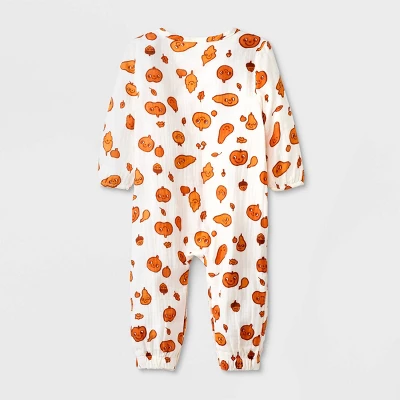 Baby Autumn Gauze Long Sleeve Romper - Cat & Jack™ Cream 3 Baby Autumn Gauze Long Sleeve Romper - Cat & Jack™ Cream
