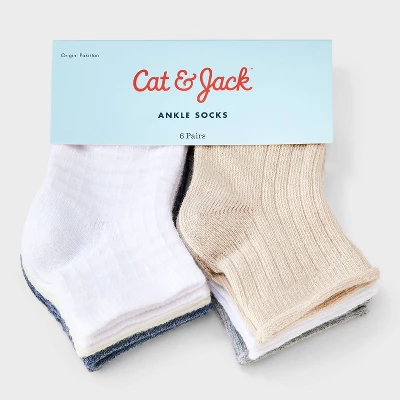 Toddler 6pk Waffle Ribbed Ankle Socks - Cat & Jack™ 3 Toddler 6pk Waffle Ribbed Ankle Socks - Cat & Jack™