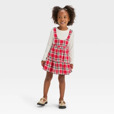 Toddler Girls' Plaid Skirtall Set - Cat & Jack™ Red 4 Toddler Girls' Plaid Skirtall Set - Cat & Jack™ Red - Image 2