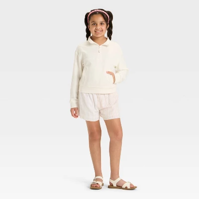 Girls' French Terry Quarter Zip Pullover Sweatshirt - Cat & Jack™ 4 Girls' French Terry Quarter Zip Pullover Sweatshirt - Cat & Jack™ - Image 2