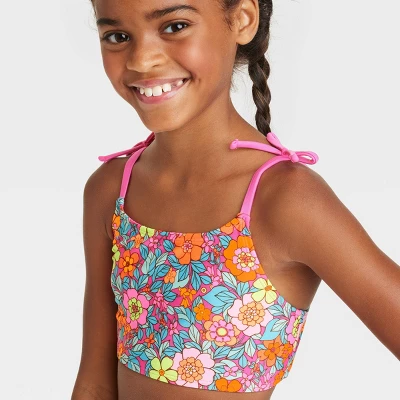 Girls' 2pc Flower Child Bikini Set - Cat & Jack™ Pink 3 Girls' 2pc Flower Child Bikini Set - Cat & Jack™ Pink