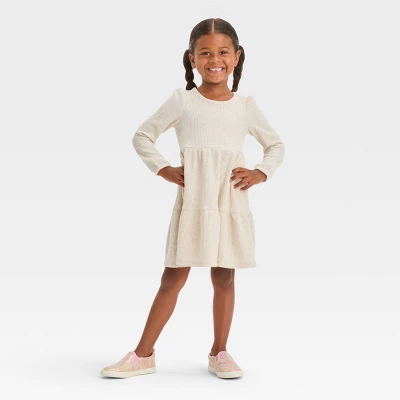 Toddler Girls' Cozy Waffle Dress - Cat & Jack™ Beige 5 Toddler Girls' Cozy Waffle Dress - Cat & Jack™ Beige - Image 3