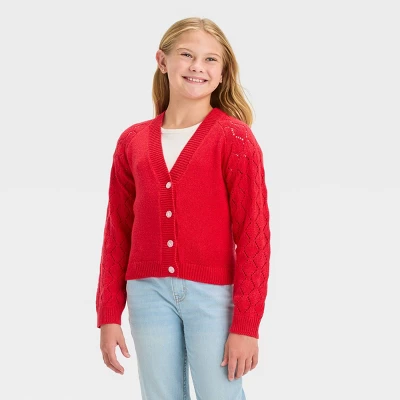 Girls' Long Sleeve Button-Down Cardigan - Cat & Jack™ 6 Girls' Long Sleeve Button-Down Cardigan - Cat & Jack™ - Image 4