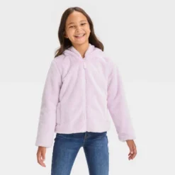 Girls' Faux Fur Zip-Up Jacket - Cat & Jack™ -Kid Clothing GUEST bbfb67fe 4880 4265 949a 56e4412dd291