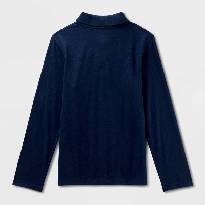 Boys' Adaptive Long Sleeve Uniform Polo Shirt - Cat & Jack™ 3 Boys' Adaptive Long Sleeve Uniform Polo Shirt - Cat & Jack™